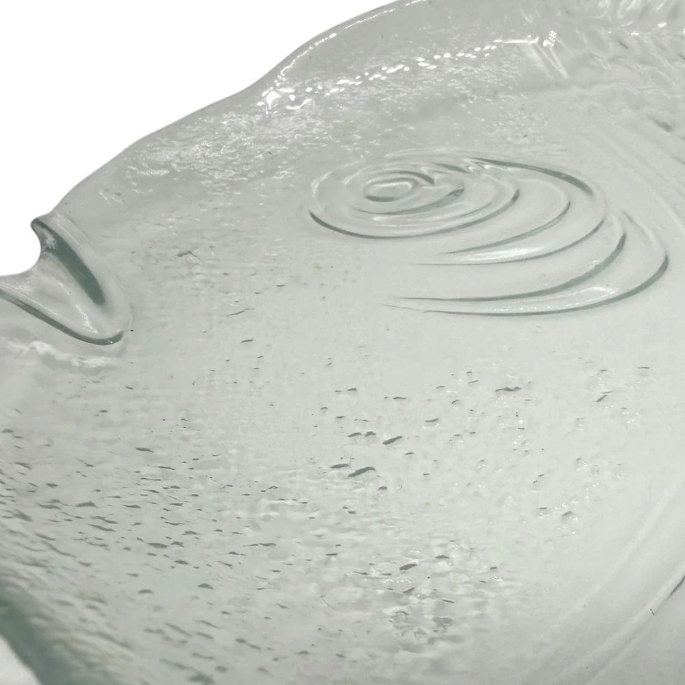 Pasabahce Marine Crystal Clear Glass‎ Fish Shaped Plate Vintage Decor 1980s